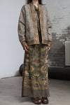 INTO THE EAST 25 Autumn/Winter Moss Green Dark Pattern Tussah Silk Cardigan Jacket ITE-E1DGAW001GR21JK-LV Green